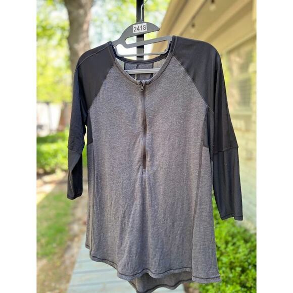 Lululemon Spincity Heathered Silver Slate Black Baseball Sleeve Size Medium - Picture 2 of 9